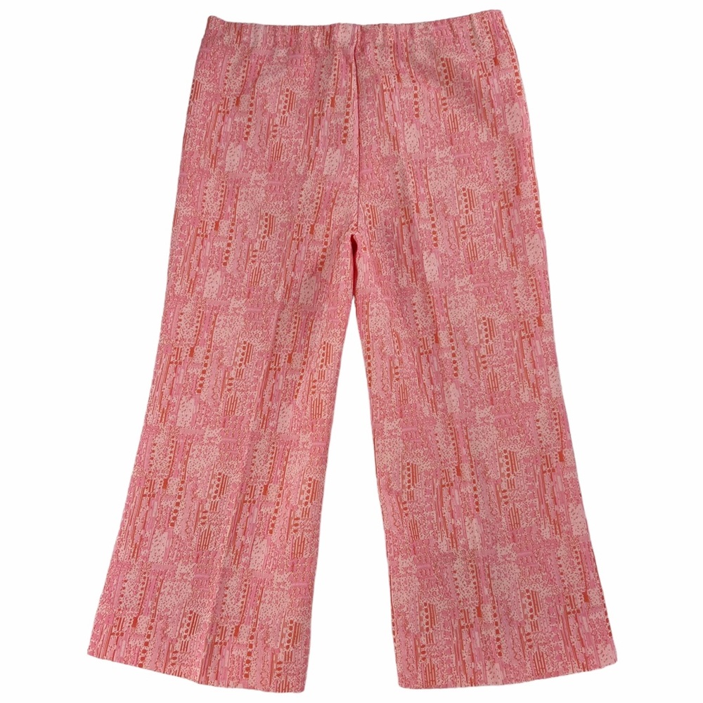 Vintage Cropped Length Pink and Orange Textured Capris Pants - Picture 4 of 12